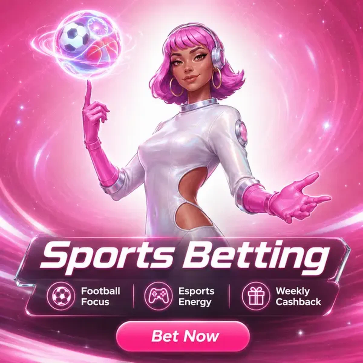 Sports betting champion at Spinwinera Sports Betting with holographic ball spinning on fingertip